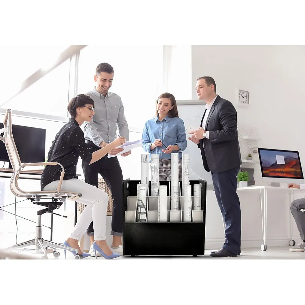 File Cabinets*AdirOffice 21-Slot Mobile Roll File, 28.5"H x 30"W x 15.75"D, Black (625-BLK-2PK)