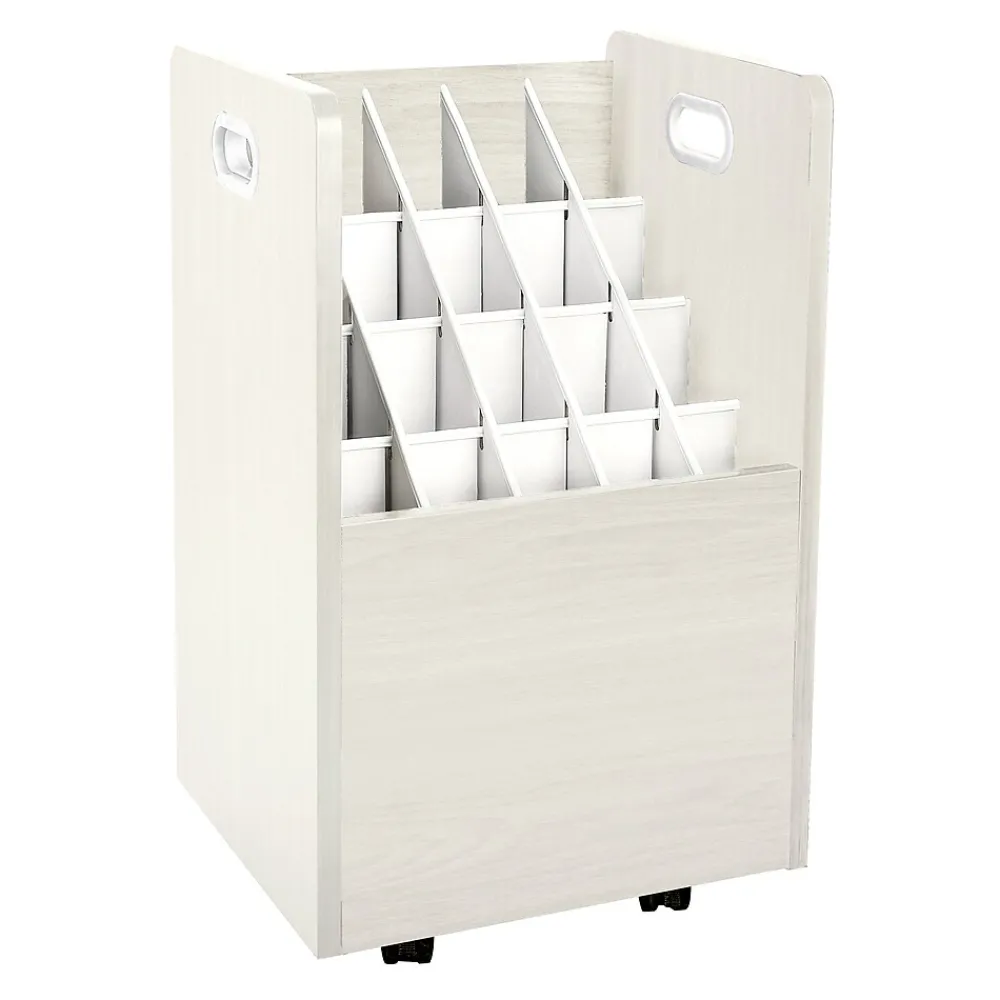 File Cabinets*AdirOffice 20-Slot Mobile Roll File, Lockable, 24.75"H x 15.25"W x 13.25"D, White (624-WHI-KIT1)