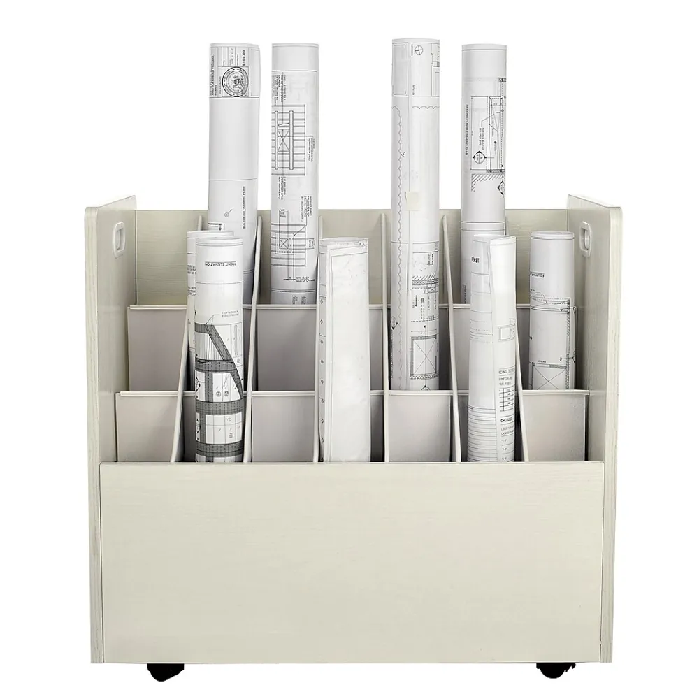 File Cabinets*AdirOffice 21-Slot Mobile Roll File, Lockable, 28.5"H x 30"W x 15.75"D, White (625-WHI-KIT1)