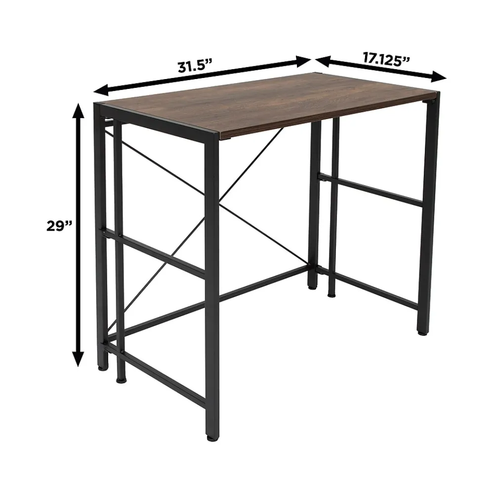Corner Desks*Advantus Flipshelf 32"W Computer Desk, Wood Grain/Black (39338)