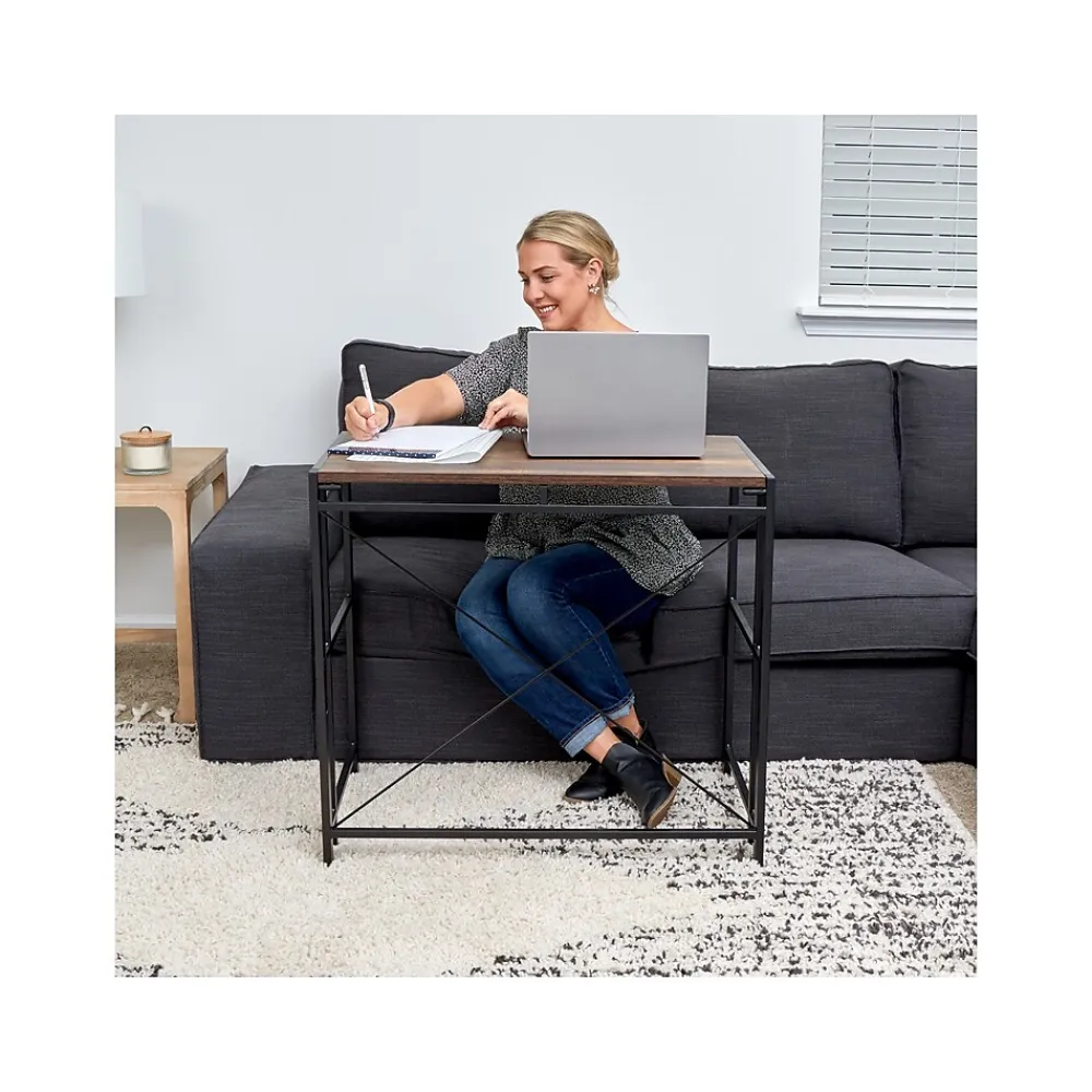 Corner Desks*Advantus Flipshelf 32"W Computer Desk, Wood Grain/Black (39338)