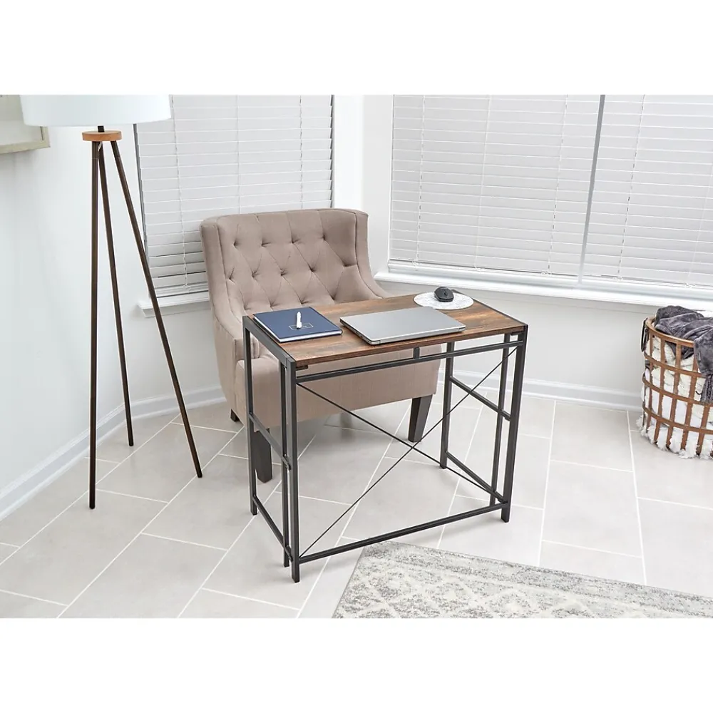 Corner Desks*Advantus Flipshelf 32"W Computer Desk, Wood Grain/Black (39338)