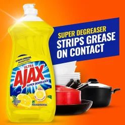 Liquid Dish Soap Lemon, 28 oz., 9/Carton (144673CT)<Ajax