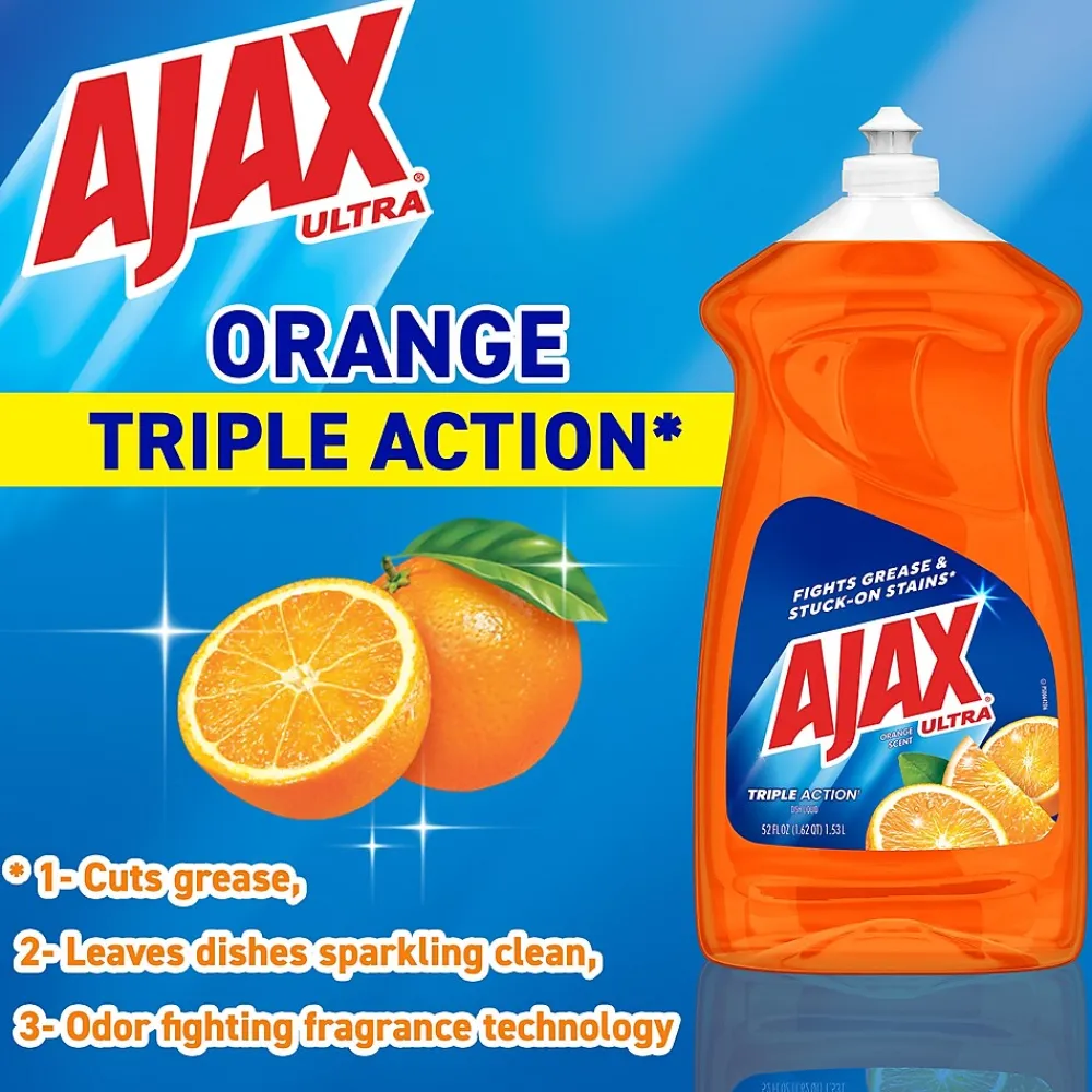 Triple Action Liquid Dish Soap, Orange, 52 oz., 6/Carton (149860)<Ajax Online