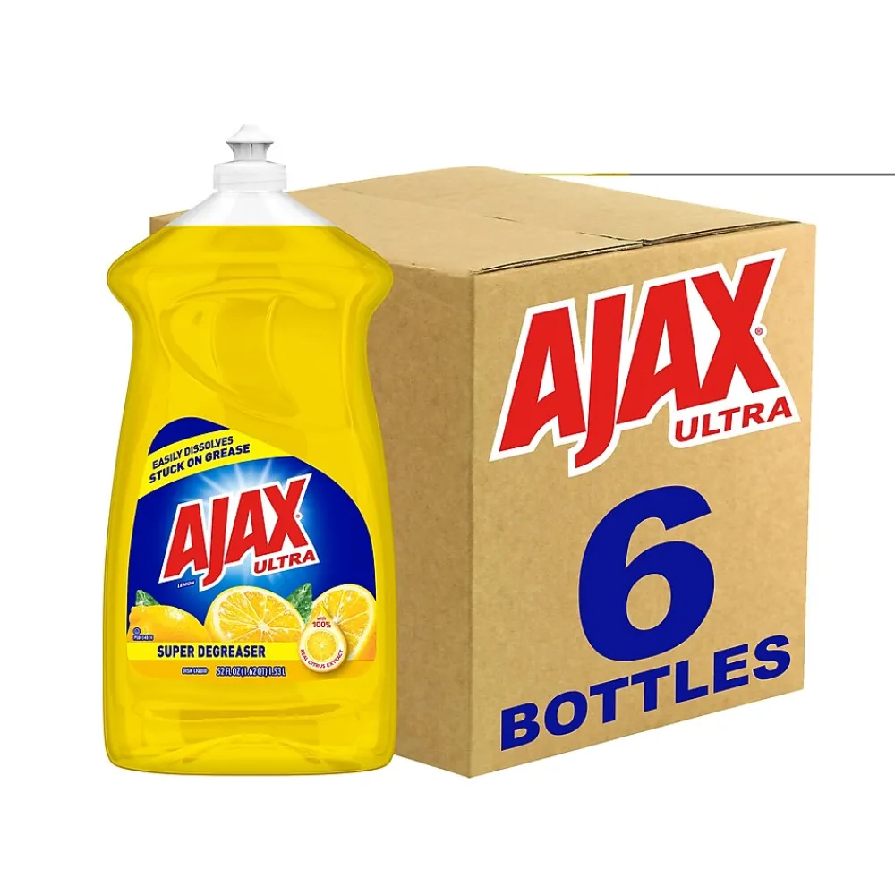 Ultra Super Degreaser Dish Soap, Lemon, 52 fl. oz., 6/Carton (149861CT)<Ajax