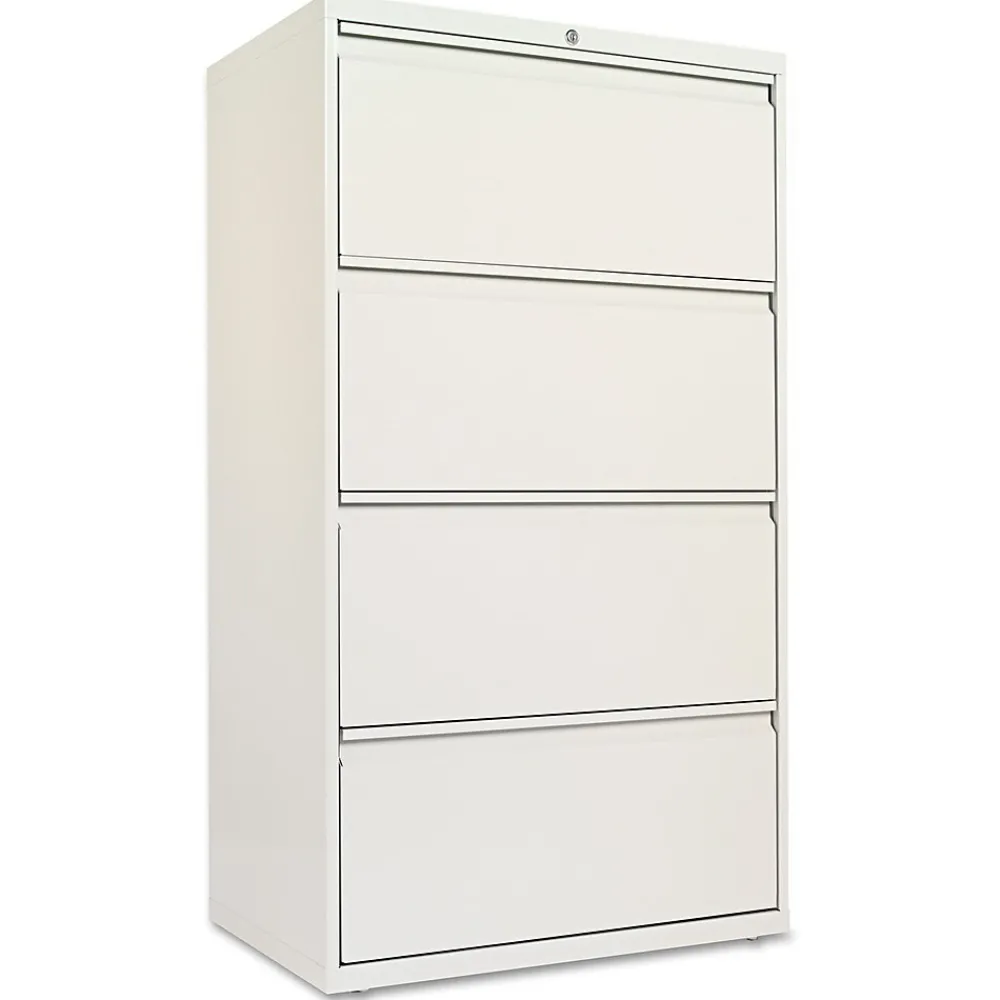 File Cabinets*Alera 4-Drawer Mobile Lateral File Cabinet, Letter/Legal Size, Lockable, 53.25"H x 30"W x 19.25"D, Light Gray (ALELF3054LG)
