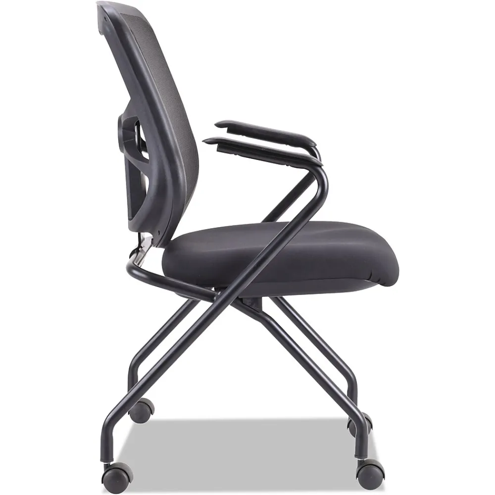 Folding & Stacking*Alera Elusion Series Fixed Arm Fabric Nesting Chair, Black, 2/Carton (ALEEL4914)