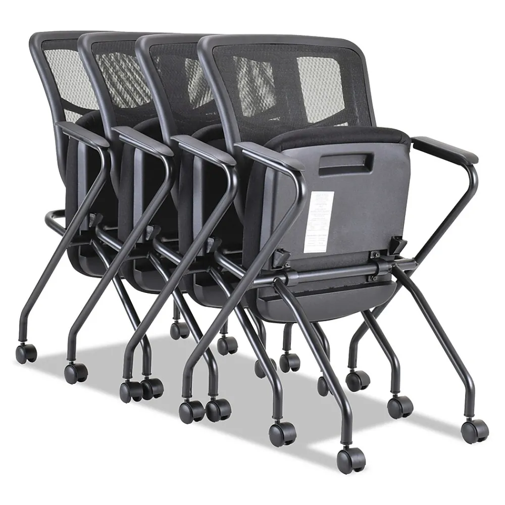 Folding & Stacking*Alera Elusion Series Fixed Arm Fabric Nesting Chair, Black, 2/Carton (ALEEL4914)