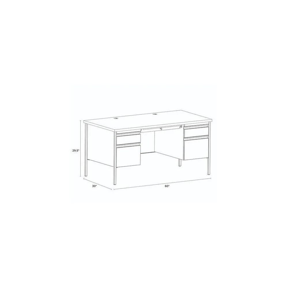 Office Desks*Alera 60"W Double Pedestal Desk, Mahogany/Charcoal (ALEHSD6030CM)