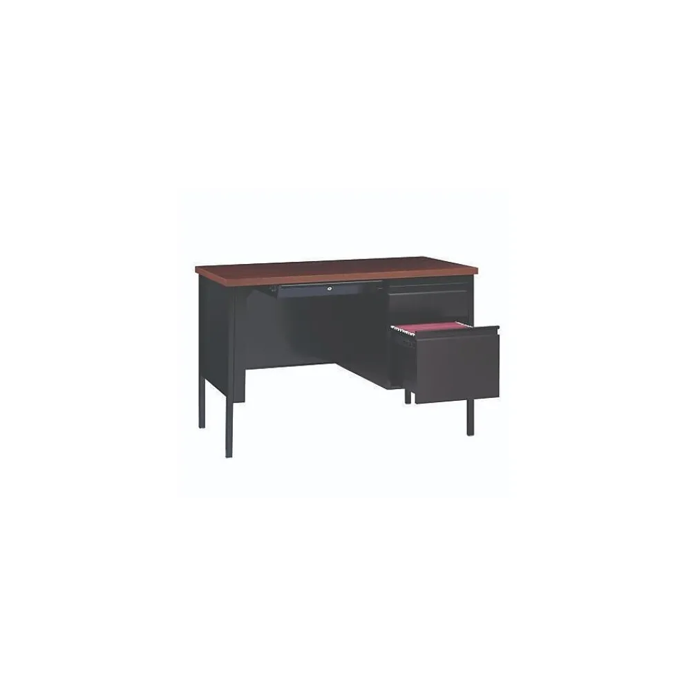 Corner Desks*Alera 45"W Single Pedestal Desk, Mocha/Black (ALEHSD4524BM)