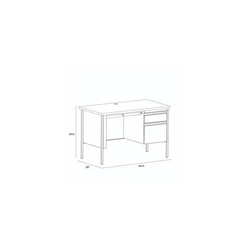 Office Desks*Alera 45"W Single Pedestal Desk, Mahogany/Charcoal (ALEHSD4524CM)