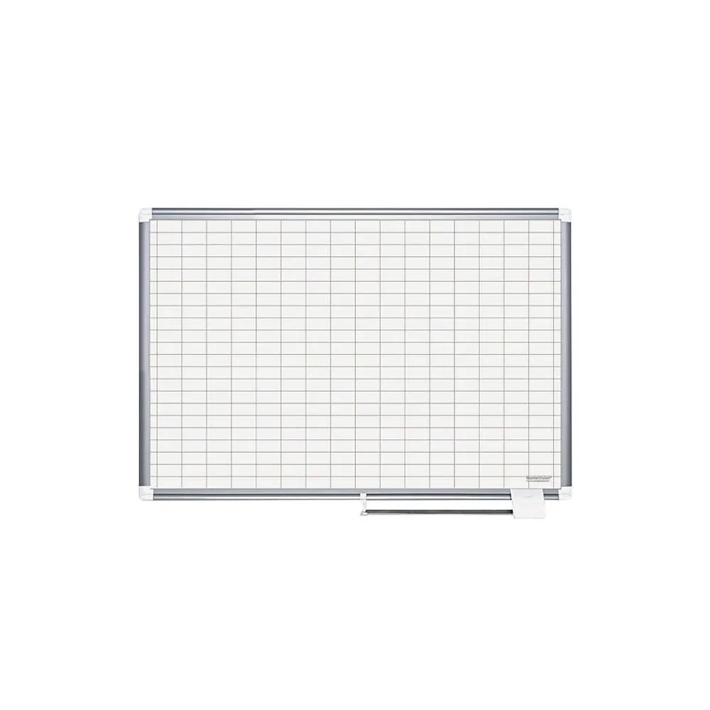 Dry Erase*MasterVision All Purpose Planner Dry Erase Board W/Accessories,1X2 Grid, 48X36, Silver Frame