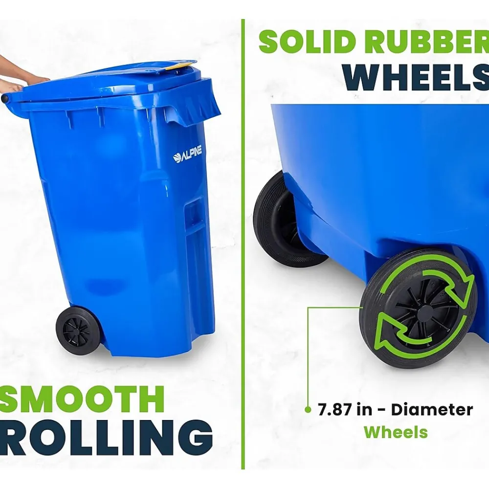 500 Series Plastic Outdoor Trash Can, 64 Gallon, Blue (ALP500-64-BLU)<Alpine Industries Discount