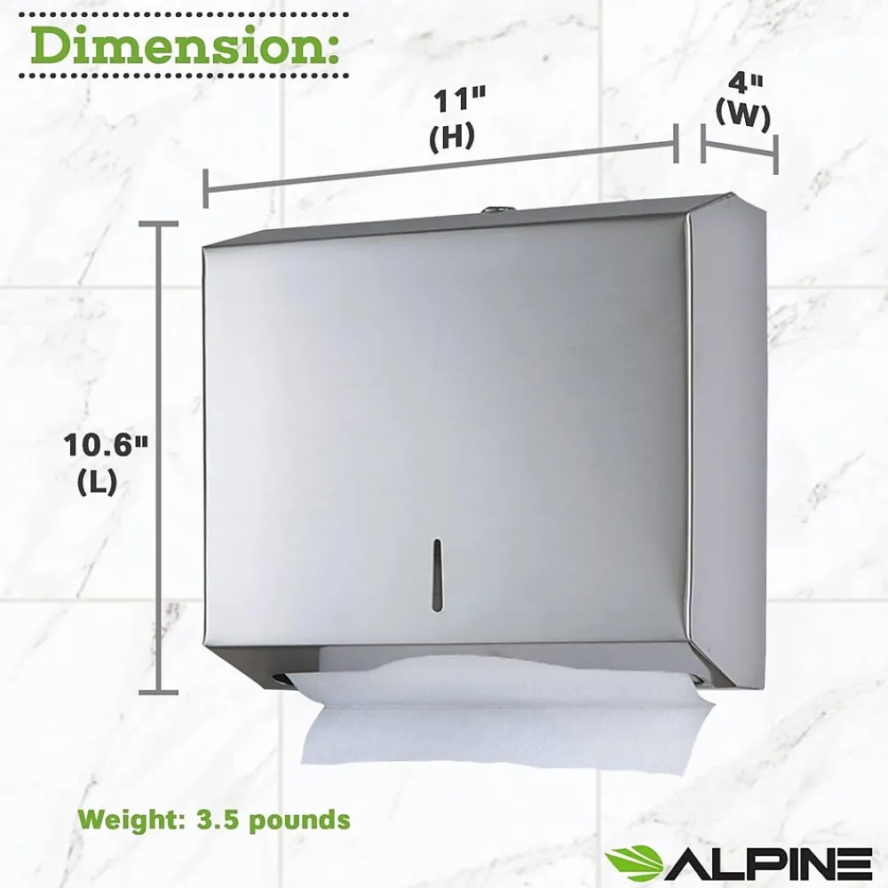 Centerpull Paper Towel Dispenser, Stainless Steel, 2/Pack (481-2PK)<Alpine Industries Outlet