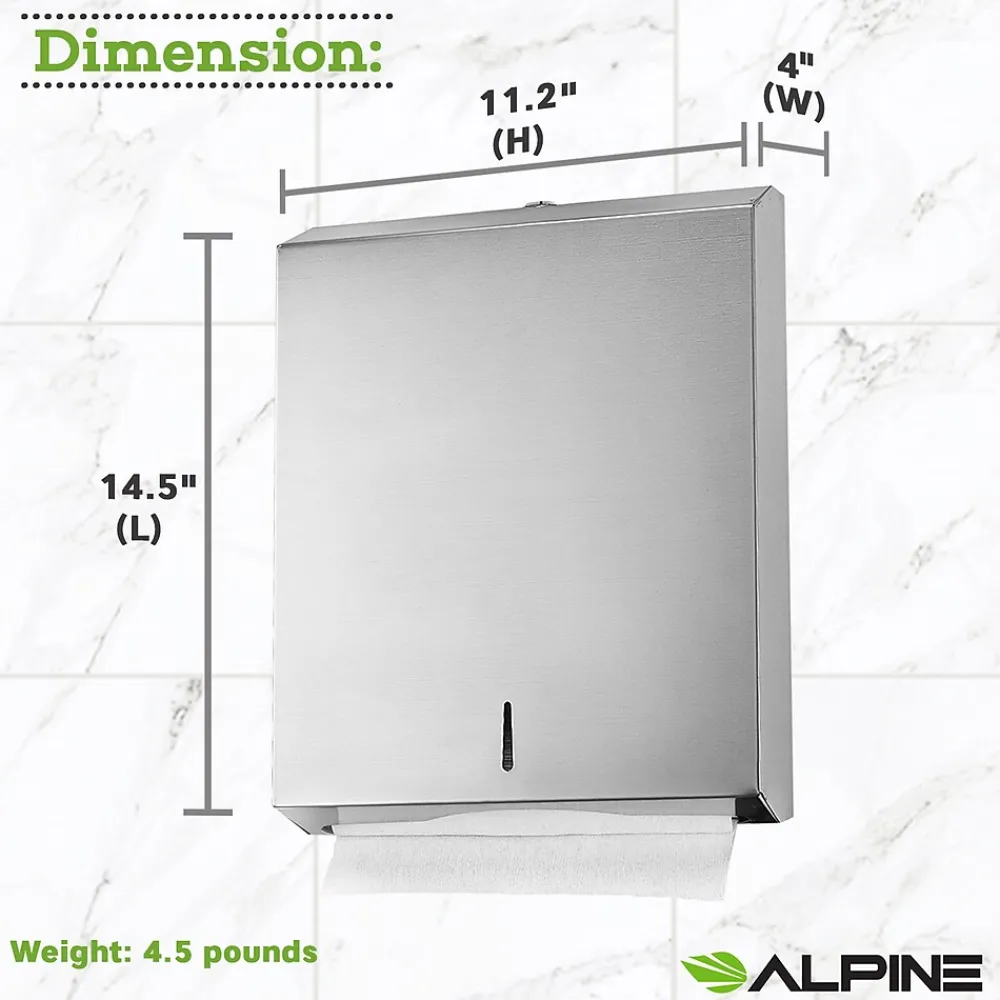 Centerpull Paper Towel Dispenser, Stainless Steel, 2/Pack (480-2PK)<Alpine Industries Outlet