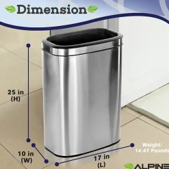 Commercial Indoor Three-Stream Recycling Station, 10.5 Gallon, Stainless Steel (ALP470-40L-R-T-CO)<Alpine Industries Hot