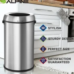 Commercial Indoor Single-Stream Recycling Station, 17-Gallon, Stainless Steel (ALP470-65L-R)<Alpine Industries Discount