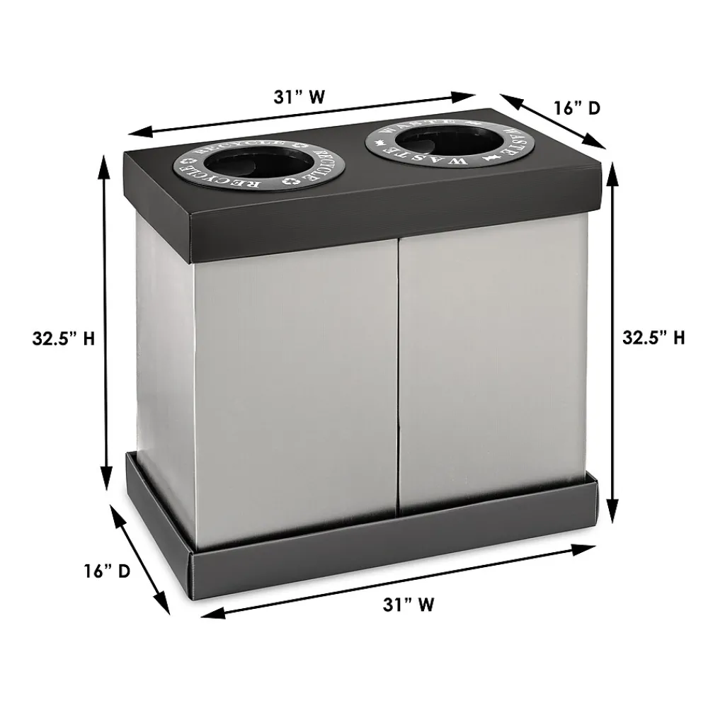 Commercial Indoor Five-Stream Recycling Station, 140-Gallon, Black/Gray (ALP471-02-BLK-PKG)<Alpine Industries