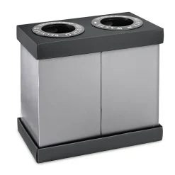 Commercial Indoor Five-Stream Recycling Station, 140-Gallon, Black/Gray (ALP471-02-BLK-PKG)<Alpine Industries