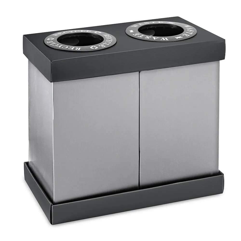 Commercial Indoor Five-Stream Recycling Station, 140-Gallon, Black/Gray (ALP471-02-BLK-PKG)<Alpine Industries