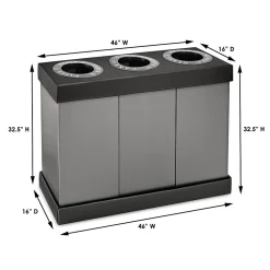 Commercial Indoor Five-Stream Recycling Station, 140-Gallon, Black/Gray (ALP471-02-BLK-PKG)<Alpine Industries