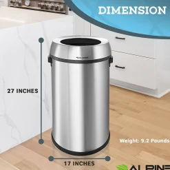 Commercial Indoor Recycling Trash Can, 17 Gallon, Stainless Steel (ALP470-65L-R-T-CO)<Alpine Industries