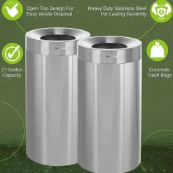 Dual-Stream Recycling Station, 54-Gallon, Stainless Steel (ALP475-27-R-T)<Alpine Industries Discount