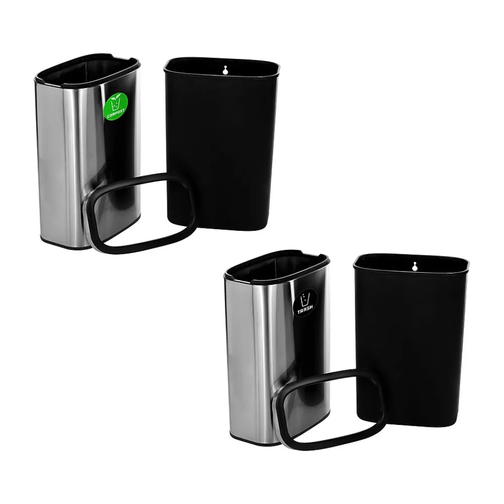 Dual-Stream Recycling Station, 10.5 Gallon, Stainless Steel (ALP470-40L-CO-T)<Alpine Industries