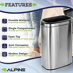 Dual-Stream Recycling Station, 10.5 Gallon, Stainless Steel (ALP470-40L-CO-T)<Alpine Industries