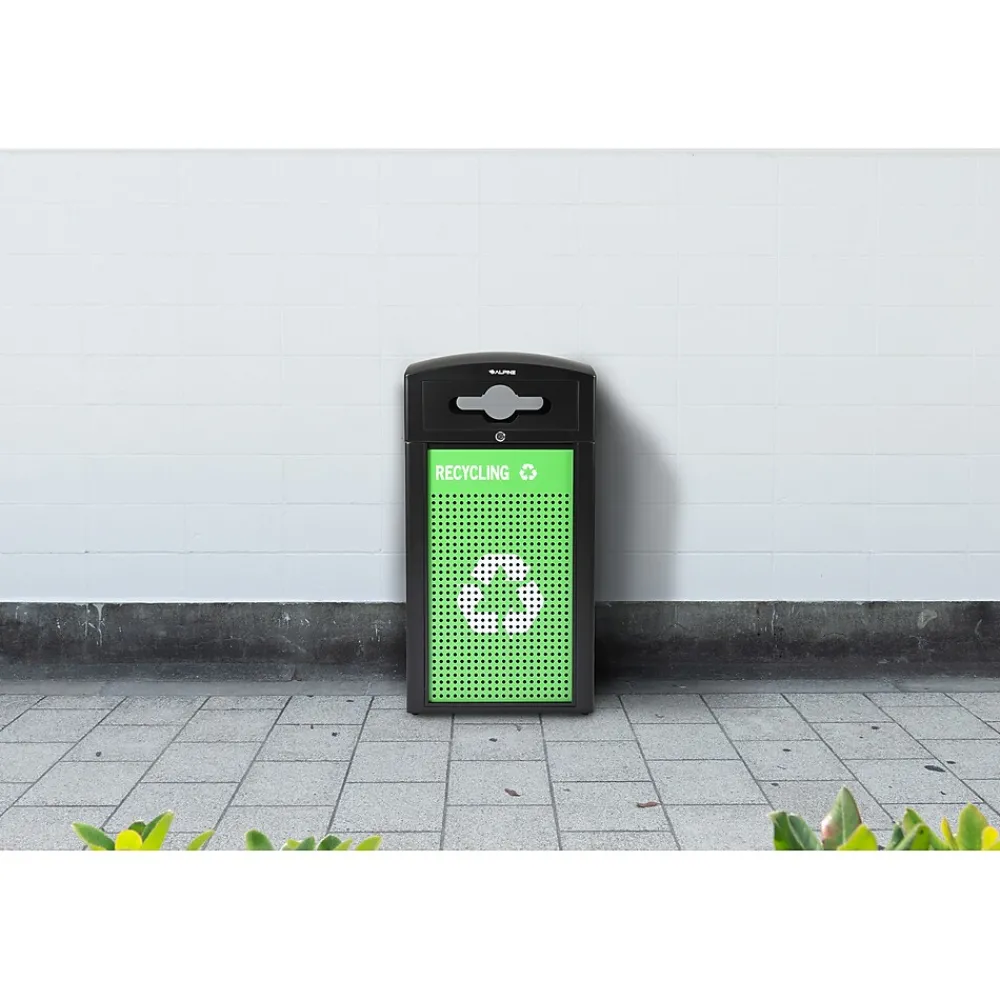 GS Series Steel Trash Can & Recycling Bin Combo, 40 Gallon, Green (ALP471-40-GS-M)<Alpine Industries Hot