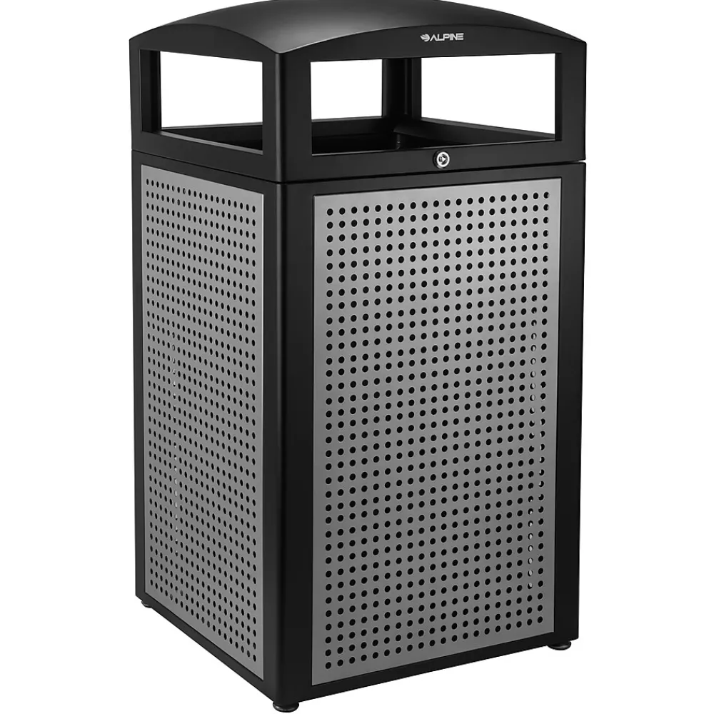 GS Series Steel Trash Can & Recycling Bin Combo, 80 Gallon, Green (ALP471-40-SILGC-MK)<Alpine Industries Best
