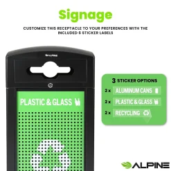 GS Series Steel Recycling Bin, 80 Gallon, Green (ALP471-40-GSCM-MK)<Alpine Industries Outlet