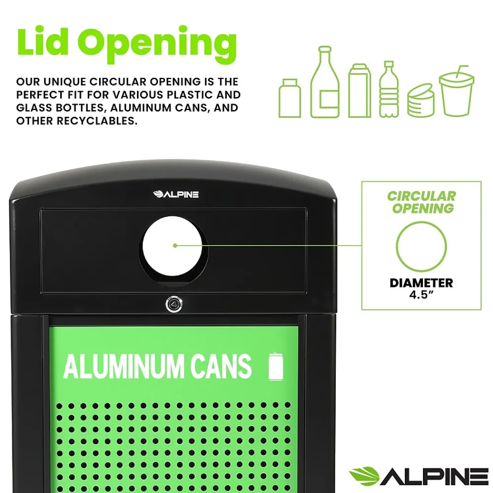 GS Series Steel Recycling Bin, 80 Gallon, Green (ALP471-40-GSCM-MK)<Alpine Industries Outlet