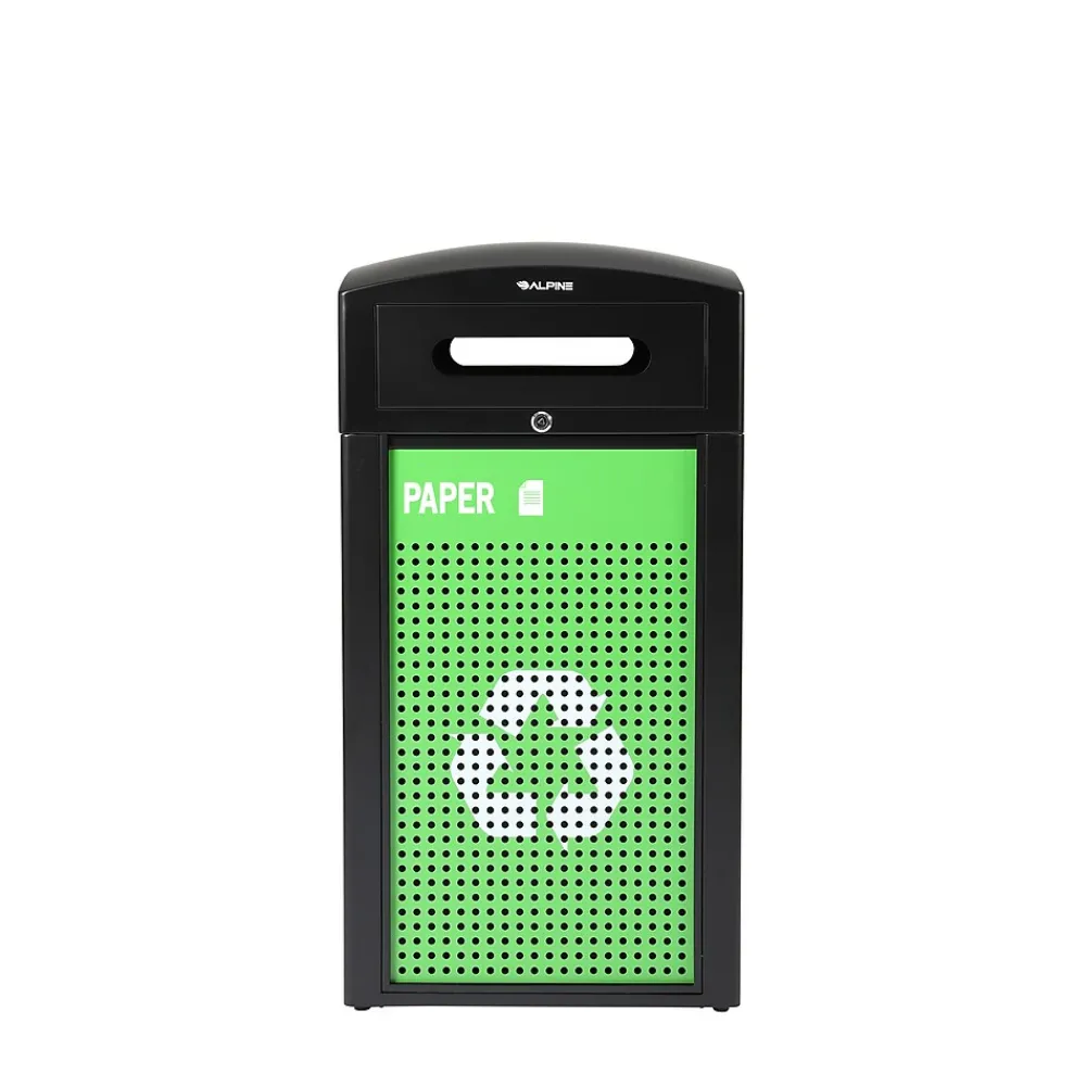 GS Series Steel Recycling Bin, 40 Gallon, Green (ALP471-40-GS-S)<Alpine Industries New