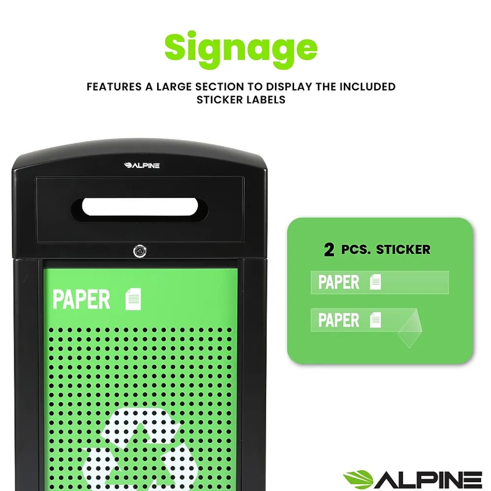 GS Series Steel Recycling Bin, 40 Gallon, Green (ALP471-40-GS-S)<Alpine Industries New