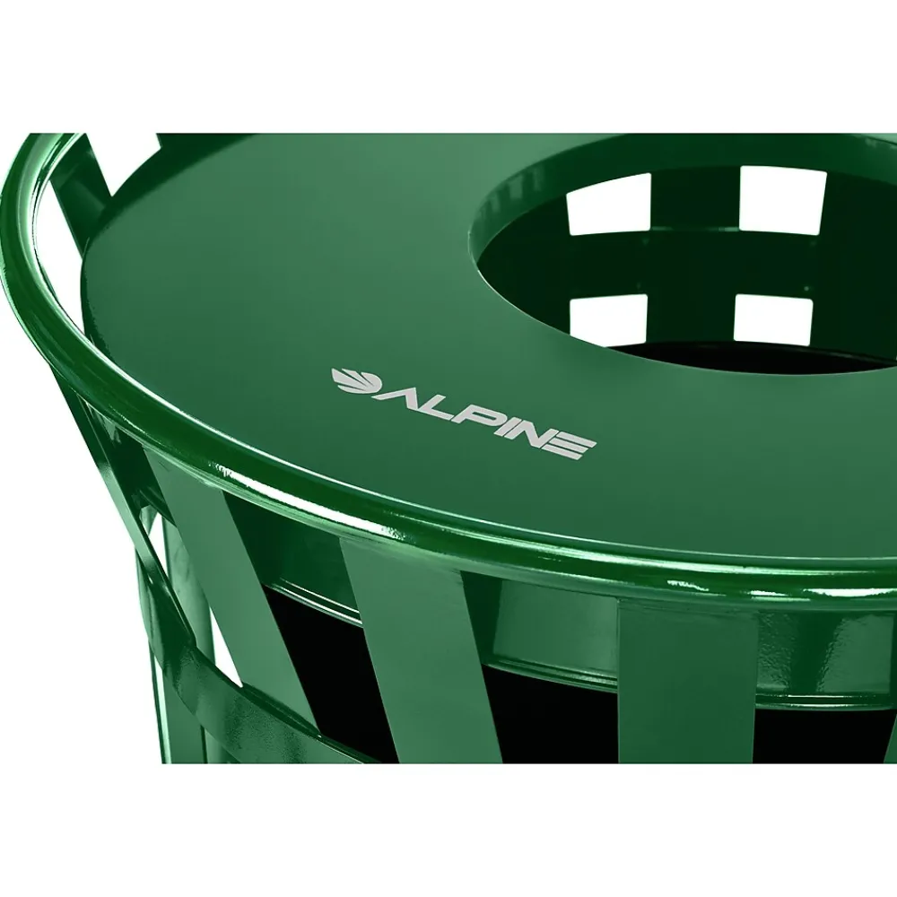 Metal Outdoor Commercial Trash Can, 38-Gallon, Green (479-38-GRN)<Alpine Industries Hot