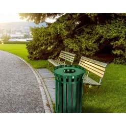 Metal Outdoor Commercial Trash Can, 38-Gallon, Green (479-38-GRN)<Alpine Industries Hot