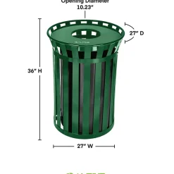 Metal Outdoor Commercial Trash Can, 38-Gallon, Green (479-38-GRN)<Alpine Industries Hot