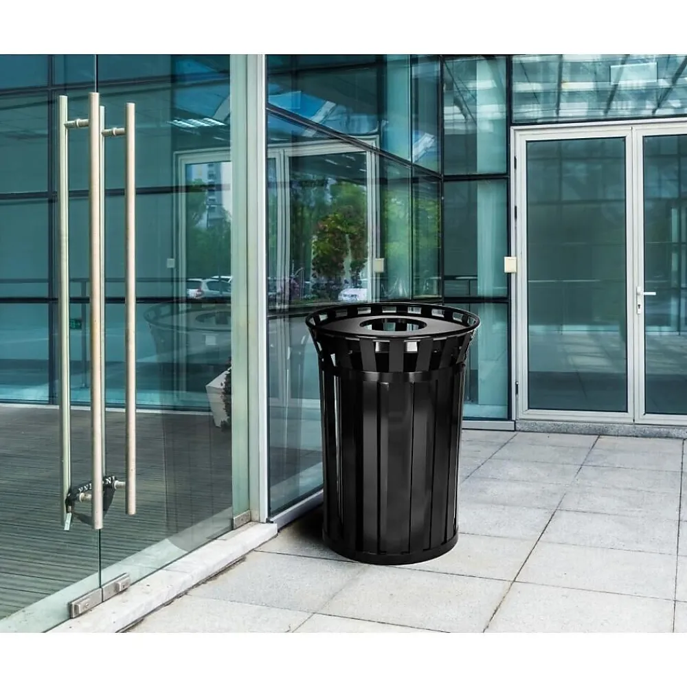 Metal Trash Can, 38 Gallon, Black (479-38)<Alpine Industries New