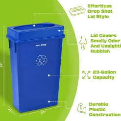 Plastic Recycle Bin and Lid, 23 Gallon, Blue, (477-R-BLU-PKG2)<Alpine Industries New