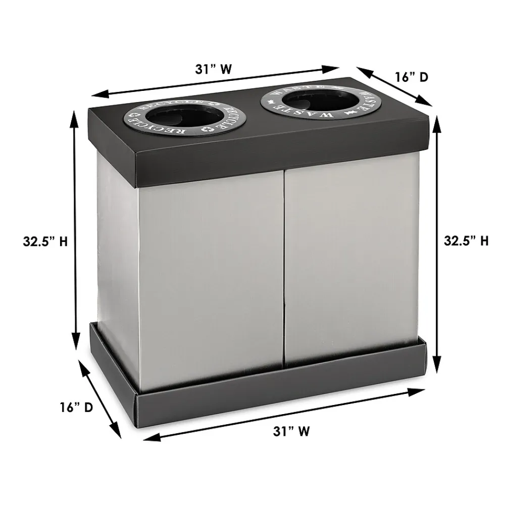 Plastic 2-Compartment Indoor Trash Can and Recycling Bin, 28 Gal., Black, 2/Pack (471-02-BLK-2PK)<Alpine Industries Hot