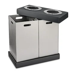 Plastic 2-Compartment Indoor Trash Can and Recycling Bin, 28 Gal., Black, 2/Pack (471-02-BLK-2PK)<Alpine Industries Hot
