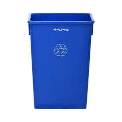 Polypropylene Commercial Indoor Trash Can with Swing Lid and Dolly, 23-Gallon, Blue (ALP477-BLU2-PKD)<Alpine Industries Clearance