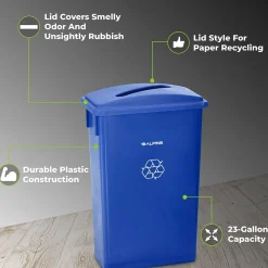 Polypropylene Commercail Indoor Trash Can with Slotted Lid, 23-Gallon, Blue, 2/Pack (ALP477-R-BLU-PKG3-2)<Alpine Industries Online
