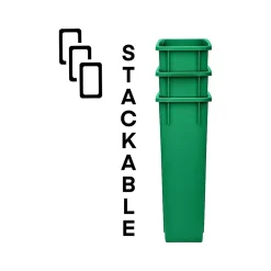 Polypropylene Recycling Bin with Swing Lid and Dolly, 23-Gallon, Green (ALP477-GRN1-PKD)<Alpine Industries New