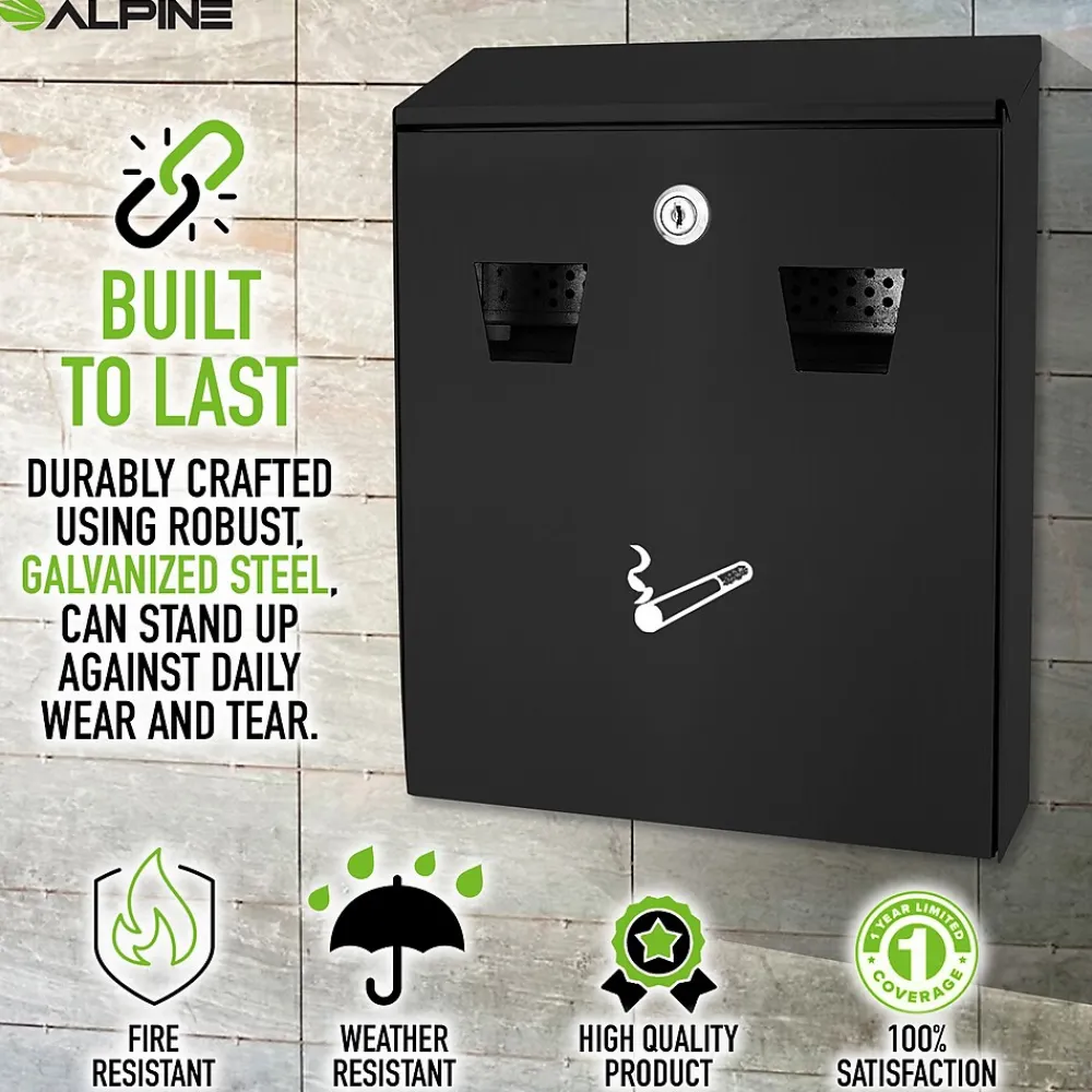 Stainless Steel Outdoor Cigarette Receptacle, 1 Gallon, Black (490-01-BLK)<Alpine Industries Discount
