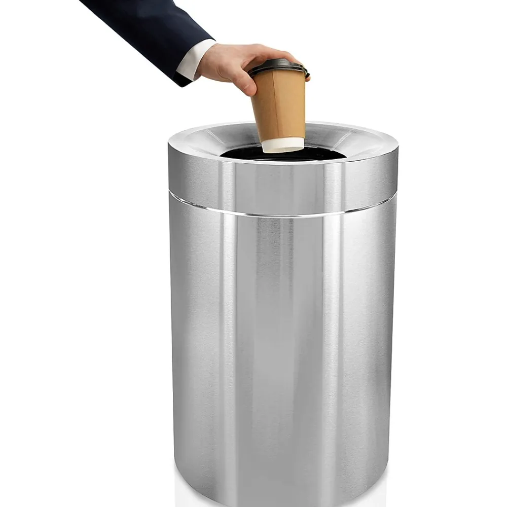 Stainless Steel Indoor Trash Can with Open Lid, 50-Gallon, 2/Pack (ALP475-50-2PK)<Alpine Industries Hot