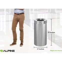 Stainless Steel Trash Can with Open Lid, 27-Gallon, 2/Pack (ALP475-27-2PK)<Alpine Industries Best