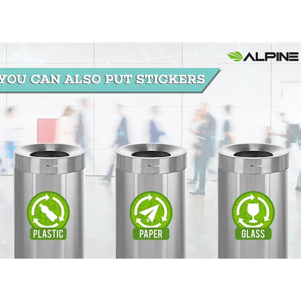 Stainless Steel Trash Can with Open Lid, 27-Gallon, 2/Pack (ALP475-27-2PK)<Alpine Industries Best