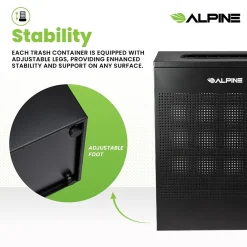 Stainless Steel Trash Can, 23 Gallon, Black (ALP438-23-BLK-MK)<Alpine Industries Best